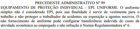 Precedente Administrativo nº 99 - MTE